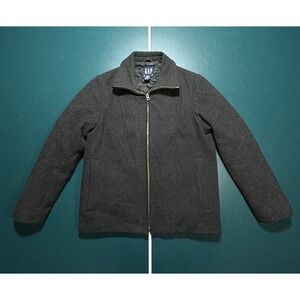 Vintage Gap Wool Blend Bomber Jacket Men's XS Gray Black Full Zip Quilted Lining